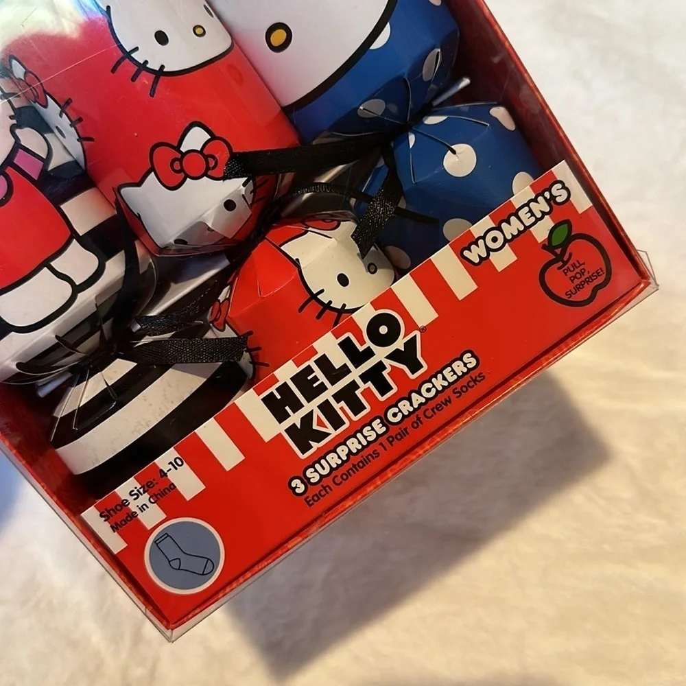Sanrio Hello Kitty Women’s Socks -  Surprise Crackers Gift Set -  New